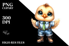 Watercolor Baby Chicken Tie Boots Clipart Product Image 2