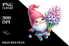 Cute Gnome with Hyacinth PNG Product Image 2