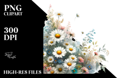 Washed Watercolor Small Daisies PNG Product Image 2