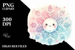 Cute Pastel Snowflake Cat, Transparent PNG Product Image 1