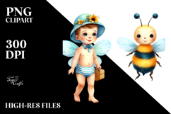 Whimsical Baby Bee, Wearing Beachwear PNG Product Image 2