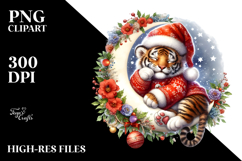Sleeping Baby Tiger on Moon | Clipart Product Image 2