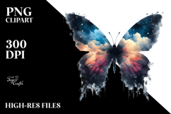 Grungy Butterfly with Silhouettes,Transparent PNG Product Image 2