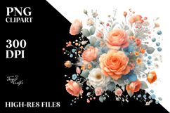 Watercolor Orange Roses | Sublimation | Clipart Product Image 2