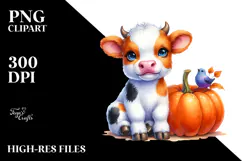 A Cute Baby Cow in Style PNG Product Image 2