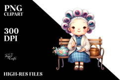 Old Lady Sitting on Bench | Sublimation | Clipart Product Image 2