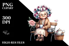 Old Lady Sitting on Bench | Sublimation | Clipart Product Image 2