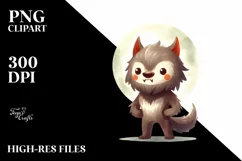 Funny Werewolf Halloween Clipart PNG Product Image 3