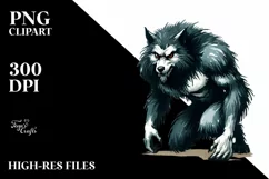 Watercolor Werewolf Halloween Clipart PNG Product Image 1