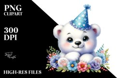 Colorful Baby Polar Bear Party Sublimation Clipart Product Image 3