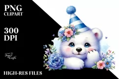 Colorful Baby Polar Bear with Party Hat | Clipart Product Image 3