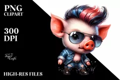 Stylish Cute Baby Pig Playing, High-Res PNG Product Image 3