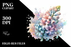 Pastel Glossy Shiny Watercolor Hyacinth | Clipart Product Image 1