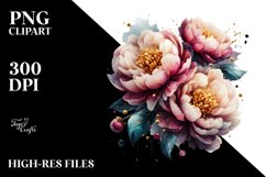 Detailed Glossy Peonies | Clipart Product Image 3