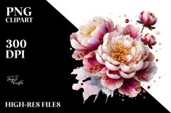 Detailed Glossy Peonies | Clipart Product Image 3