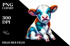 Baby Cow with Circus Tent PNG Product Image 1