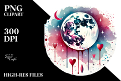 Colorful Moon with Hearts PNG Product Image 2