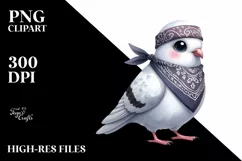 Watercolor Dove with Bandana Clipart Product Image 1