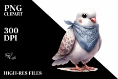 Watercolor Dove with Bandana Clipart Product Image 1