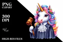 Colorful Unicorn in Judge's Robe, PNG Product Image 3