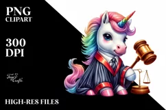 Colorful Unicorn in Judge's Robe, PNG Product Image 3