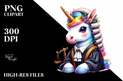 Colorful Unicorn in Judge's Robe, PNG Product Image 3