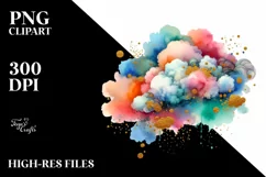 Colorful Watercolor Cloud with Small Golden Foil | Product Image 3