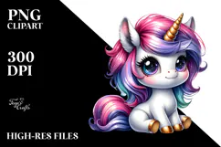 Cute Unicorn with Expressive Face, High-Res PNG Product Image 2