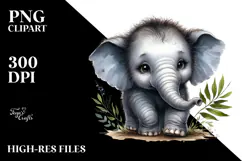 Baby Elephant with Big Eyes, PNG Product Image 2