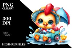 Cute Baby Rooster on Baby Car PNG Product Image 2