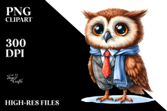 Cute Owl Standing 2 Legs Clipart Product Image 2