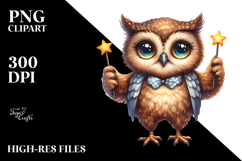 Cute Owl Standing 2 Legs Clipart Product Image 2