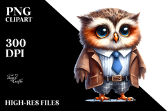 Cute Owl Standing 2 Legs Clipart Product Image 2