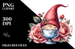 Cute Gnome with Big Hat and Rose PNG Product Image 2