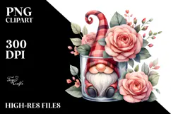 Cute Gnome with Big Hat and Rose PNG Product Image 2