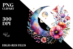 Vibrant Whimsical Moon Flowers Summer Sticker Product Image 2