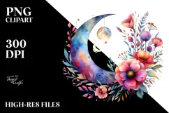 Vibrant Whimsical Moon Flowers Summer Sticker Product Image 2