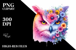 Vibrant Owl Flowers Watercolor Clipart Product Image 3