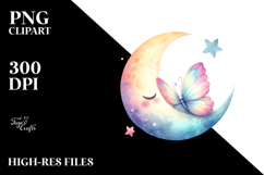 Sleeping Butterfly on Moon | Clipart Product Image 2