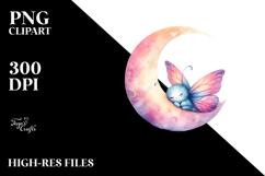 Sleeping Butterfly on Moon | Clipart Product Image 2