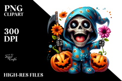 Overjoyed Grim Reaper with Pumpkins PNG Product Image 2