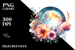 Vibrant Boho Moon Flowers Summer Sticker Product Image 2