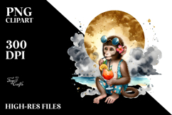Beach Monkey Drinking Cocktail PNG Product Image 2