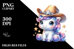 Watercolor Shimmering Star Baby Unicorn | Clipart Product Image 3