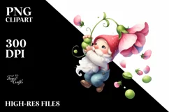 Cute Gnome Falling Air Sweet Pea | Sublimation | Clipart Product Image 1