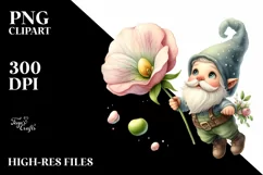 Colorful Sweet Pea Gnome Falling | Sublimation Clipart Product Image 1