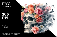 Skull with Flower Details PNG Product Image 2