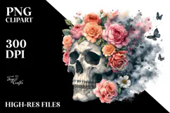Skull with Flower Details PNG Product Image 2
