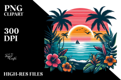 Retro Tropical Sunset PNG Product Image 2