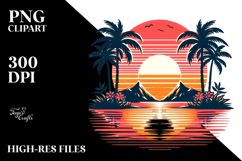 Retro Tropical Sunset, Clipart PNG Product Image 2